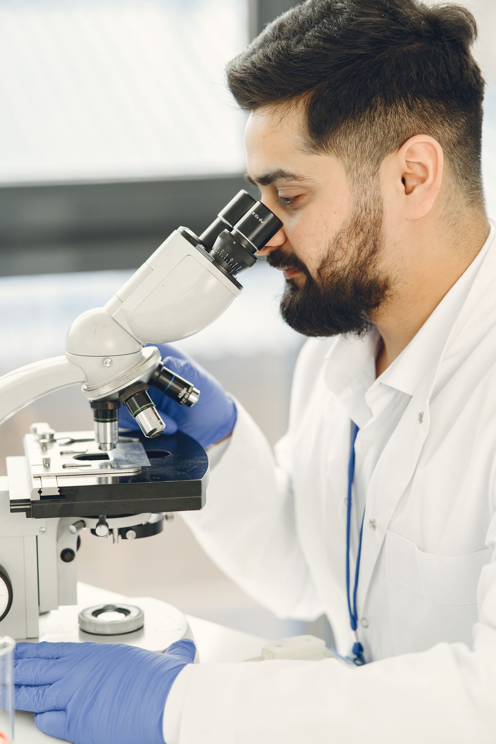 Clinical research coordinator reviewing study documents